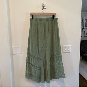 XCVI Sage Green A-Line maxi Skirt boho beachy lagenlook size small